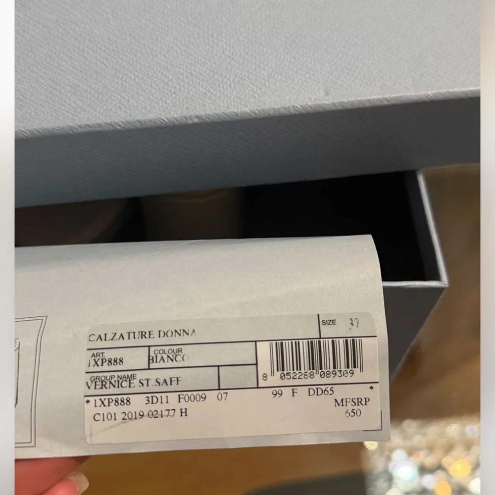 Prada Cream Leather Slide Mules with Logo - Picture 5 of 8